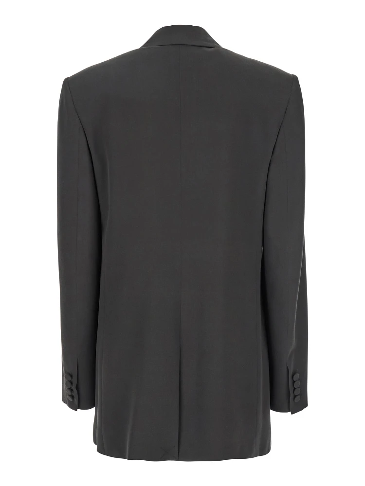 Grey Single-Breasted Jacket with Peak Revers in SIlk Woman alternative