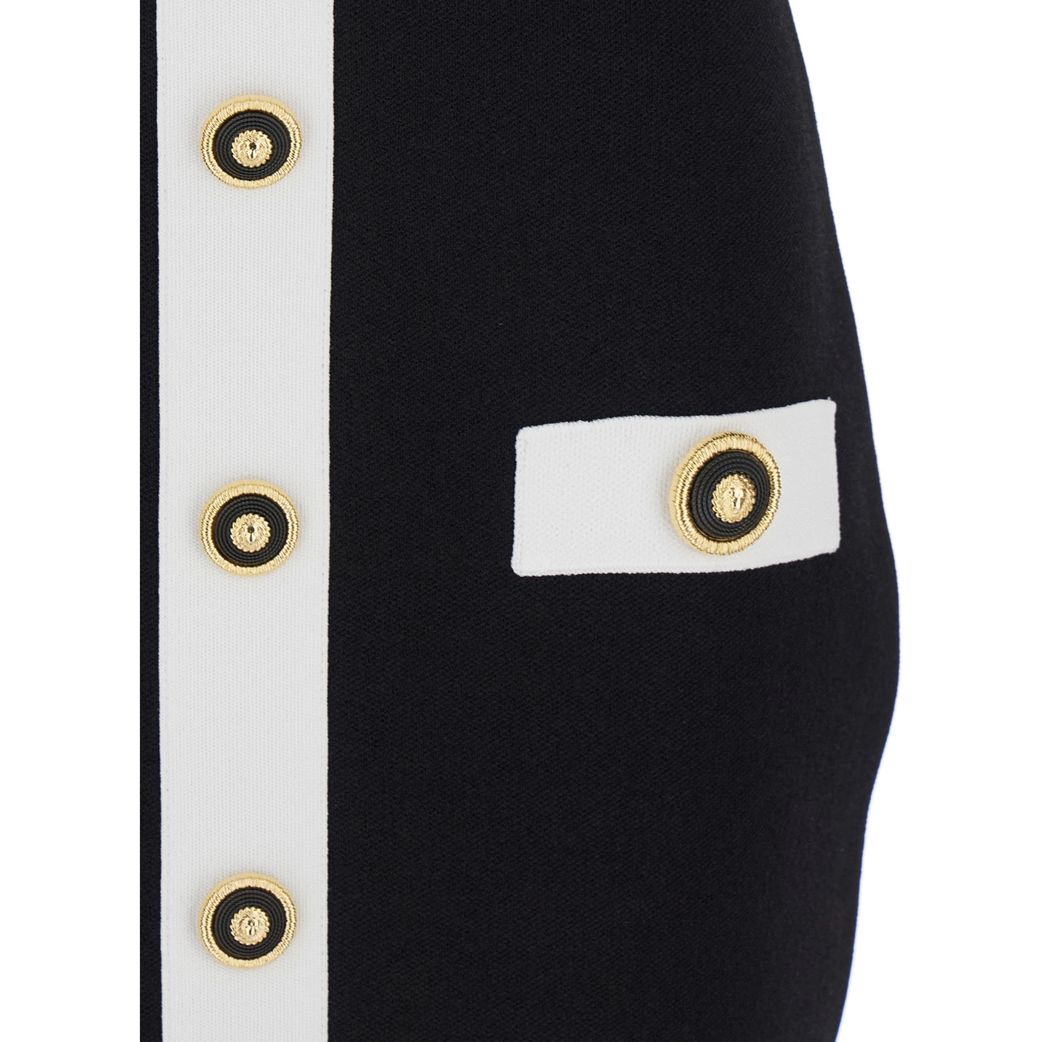 Black Dress with Square Neckline and Decorative Buttons in Viscose Blend Women