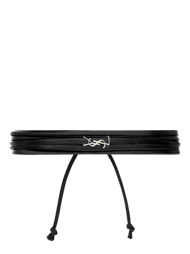 Black Multi-Cord Bracelet with Cassandre on the Front in Leather Man