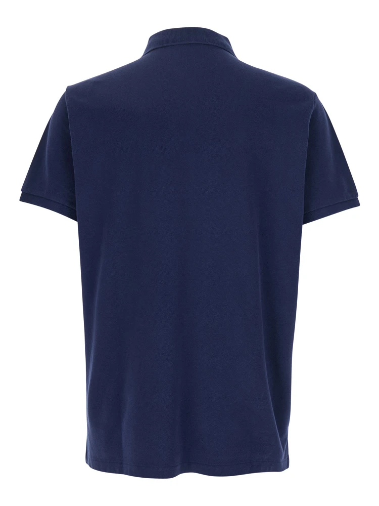 Blue Polo Shirt with Large Pony Detail on the Front in Cotton Piquet Man alternative
