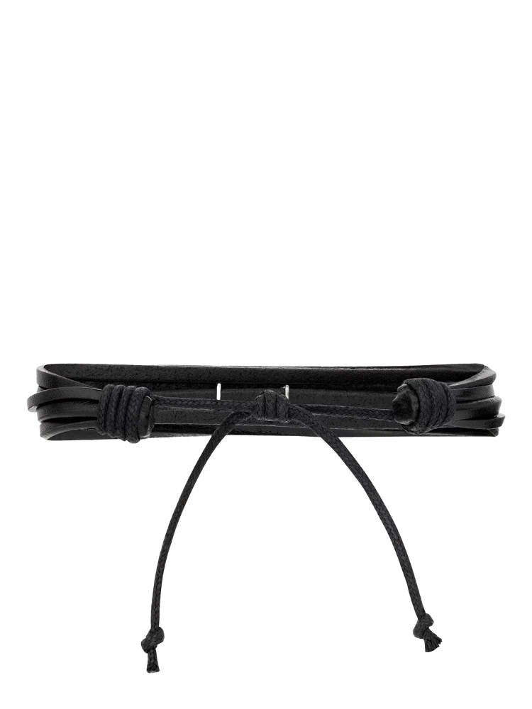 Black Multi-Cord Bracelet with Cassandre on the Front in Leather Man alternative