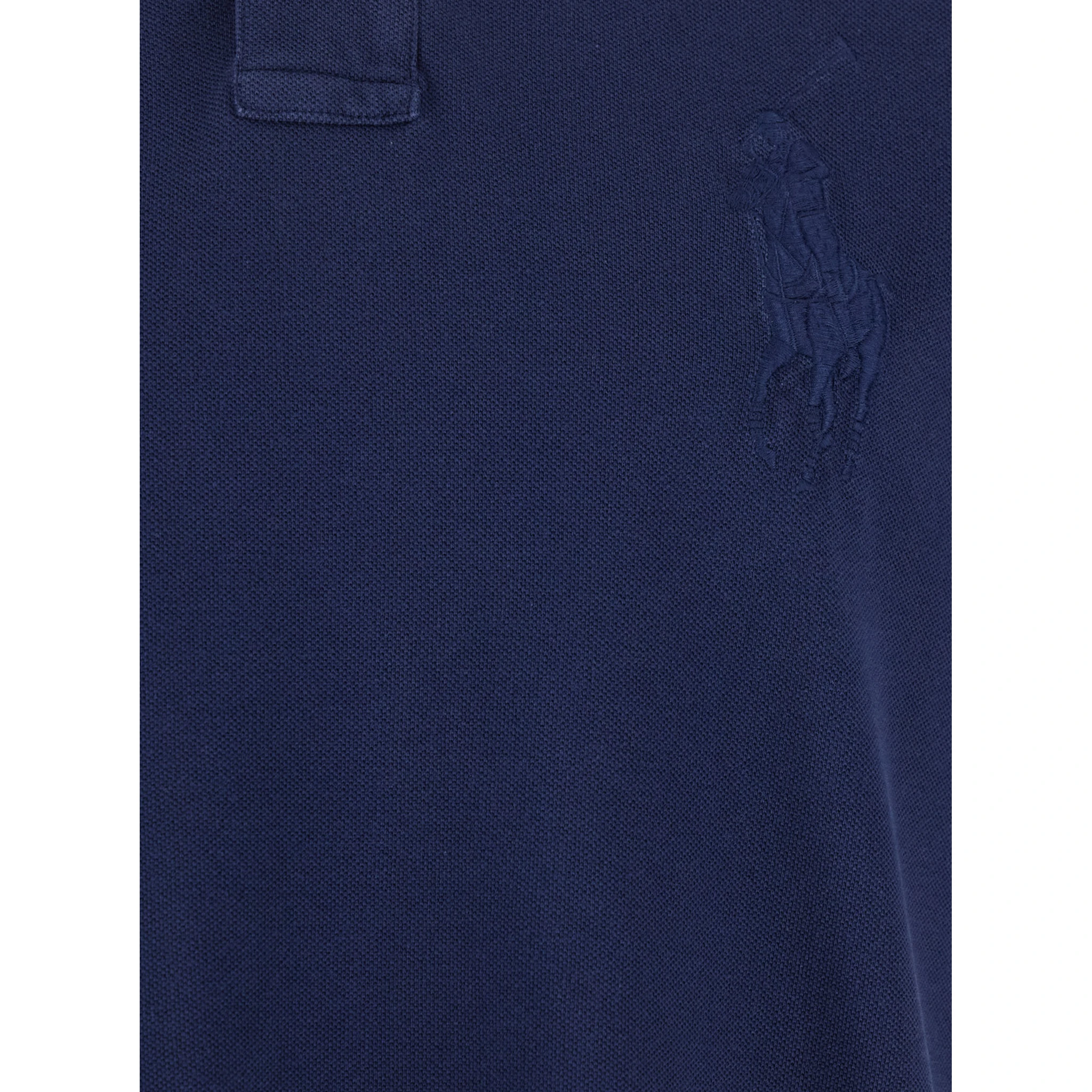 Blue Polo Shirt with Large Pony Detail on the Front in Cotton Piquet Man