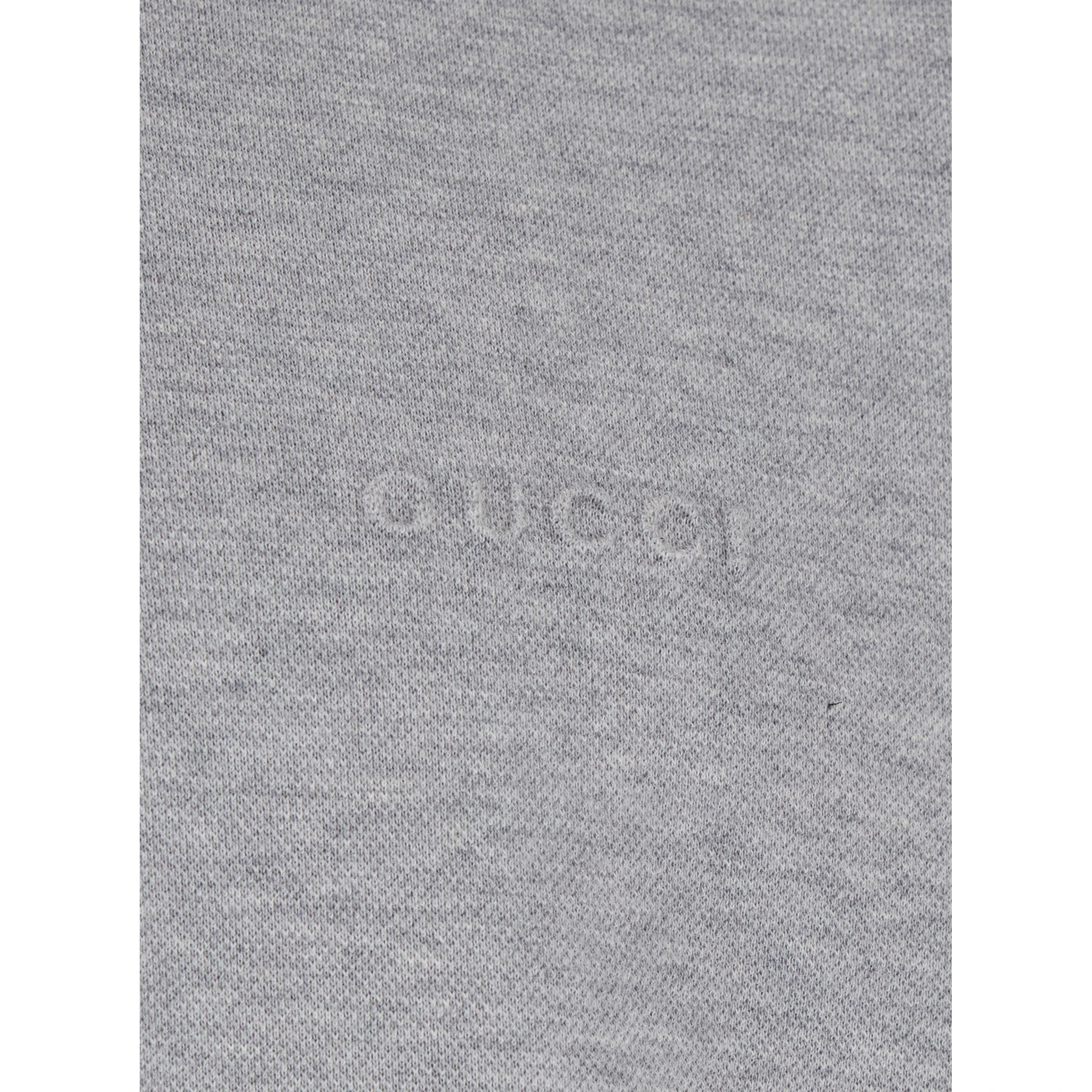 Grey Polo Shirt with Striped Collar and Tone-on-Tone Embroidered Logo on the Front in Cotton Man