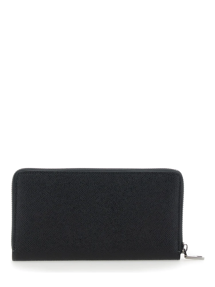 Black Wallet with Logo Plaque on the Front in Grained Leather Man alternative