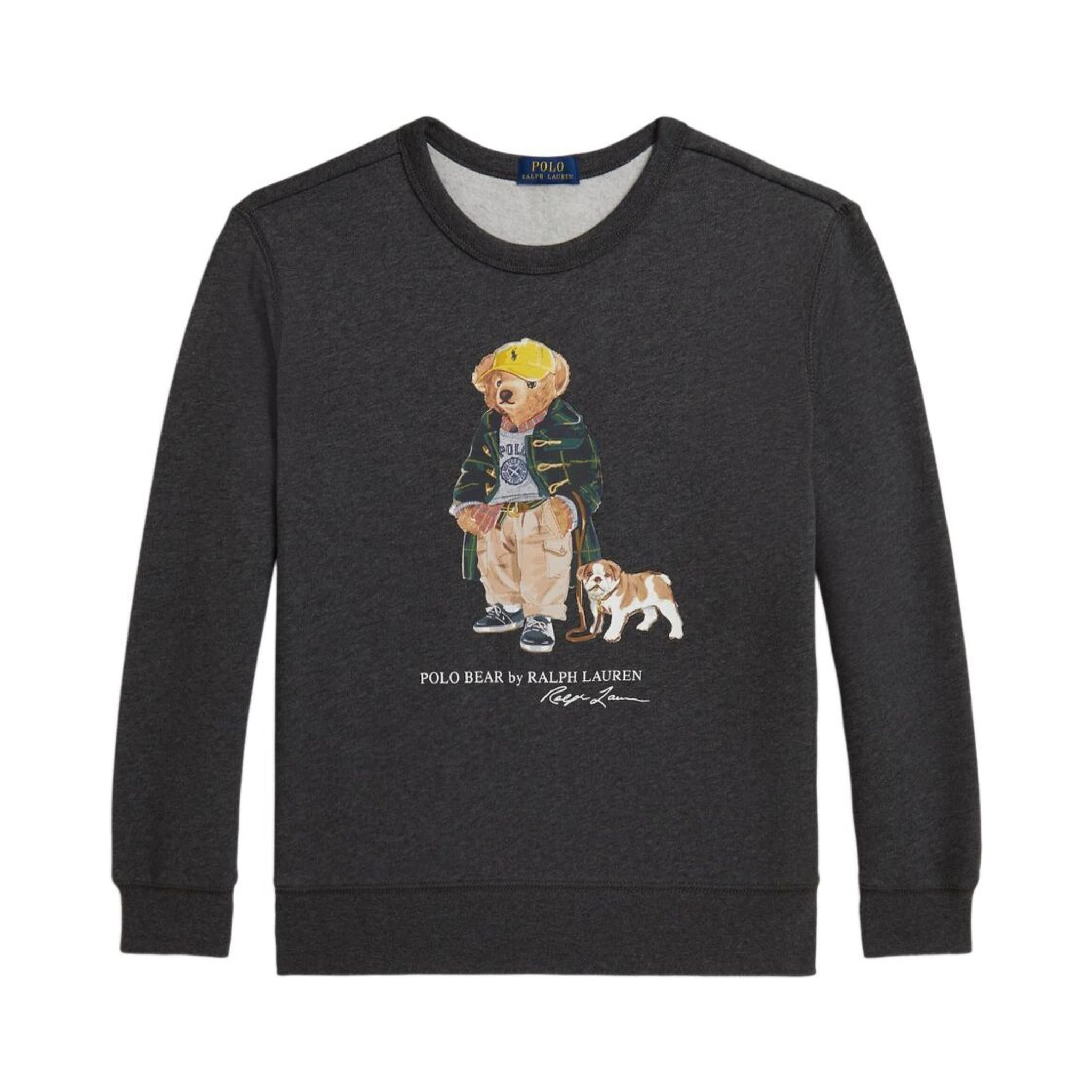 Grey Sweatshirt with Polo Bear Print on the Front in Cotton Boy