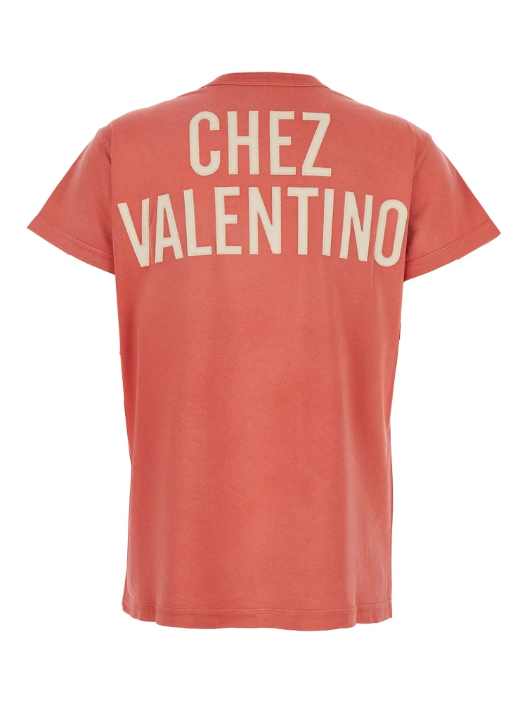 Red Crewneck T-Shirt with Maxi Logo on Front and Rear in Cotton Jersey Woman alternative