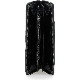 Black Wallet with Logo Plaque on the Front in Grained Leather Man