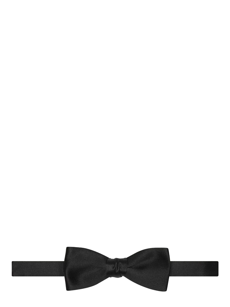 Black Ready-To-Wear Bowtie with Hook Closure in Silk Man