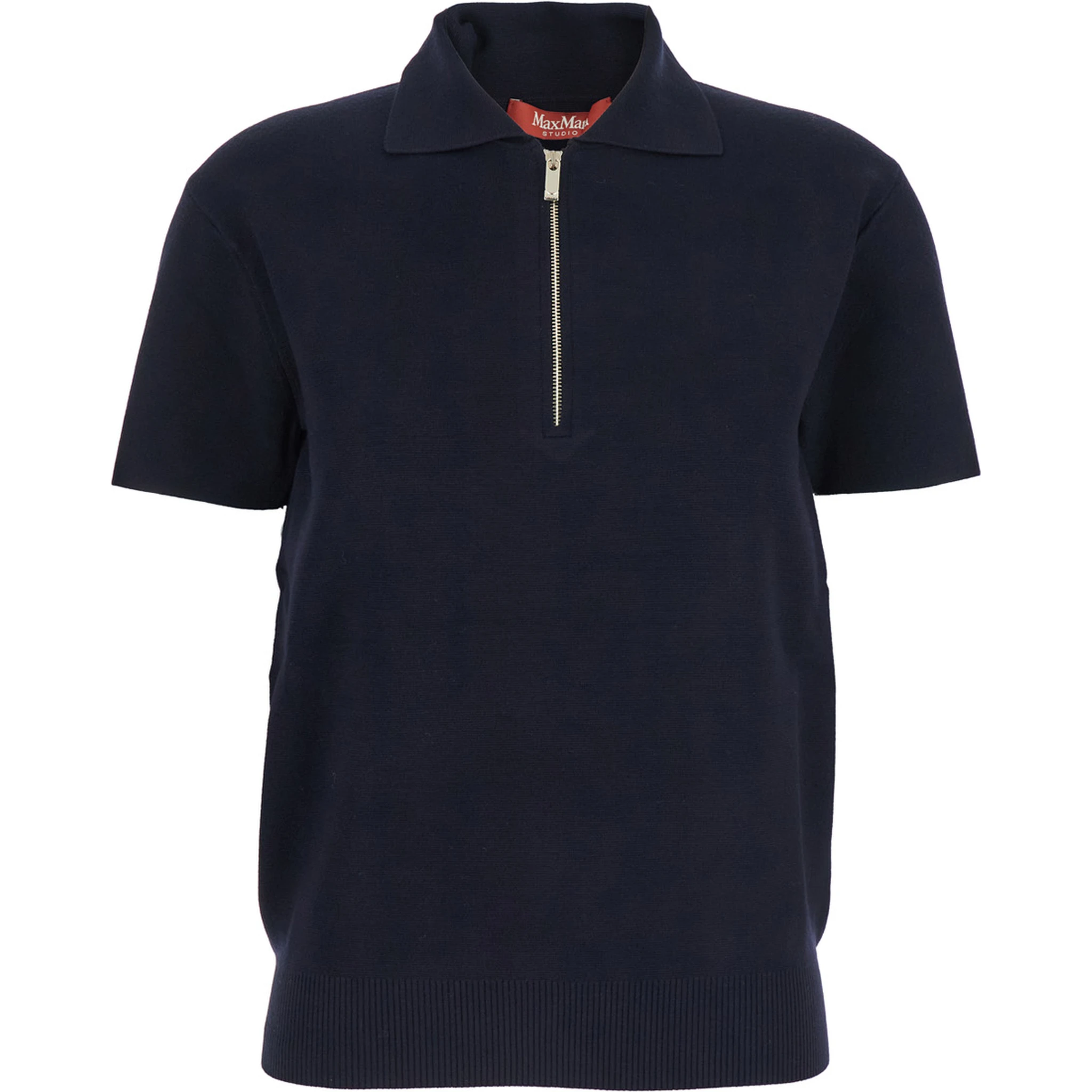 Teti Blue Polo Shirt with Classic Collar and Front Half Zip Closure in Viscose Blend Woman