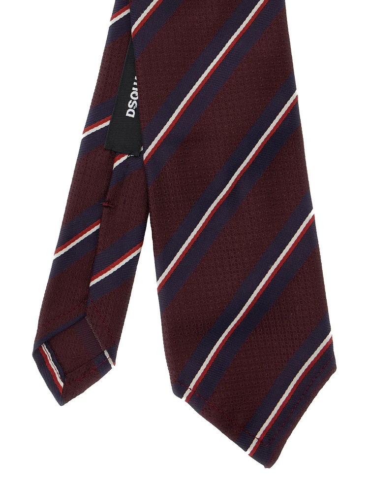Bordeaux Tie with All-Over Striped Motif in Silk Man alternative