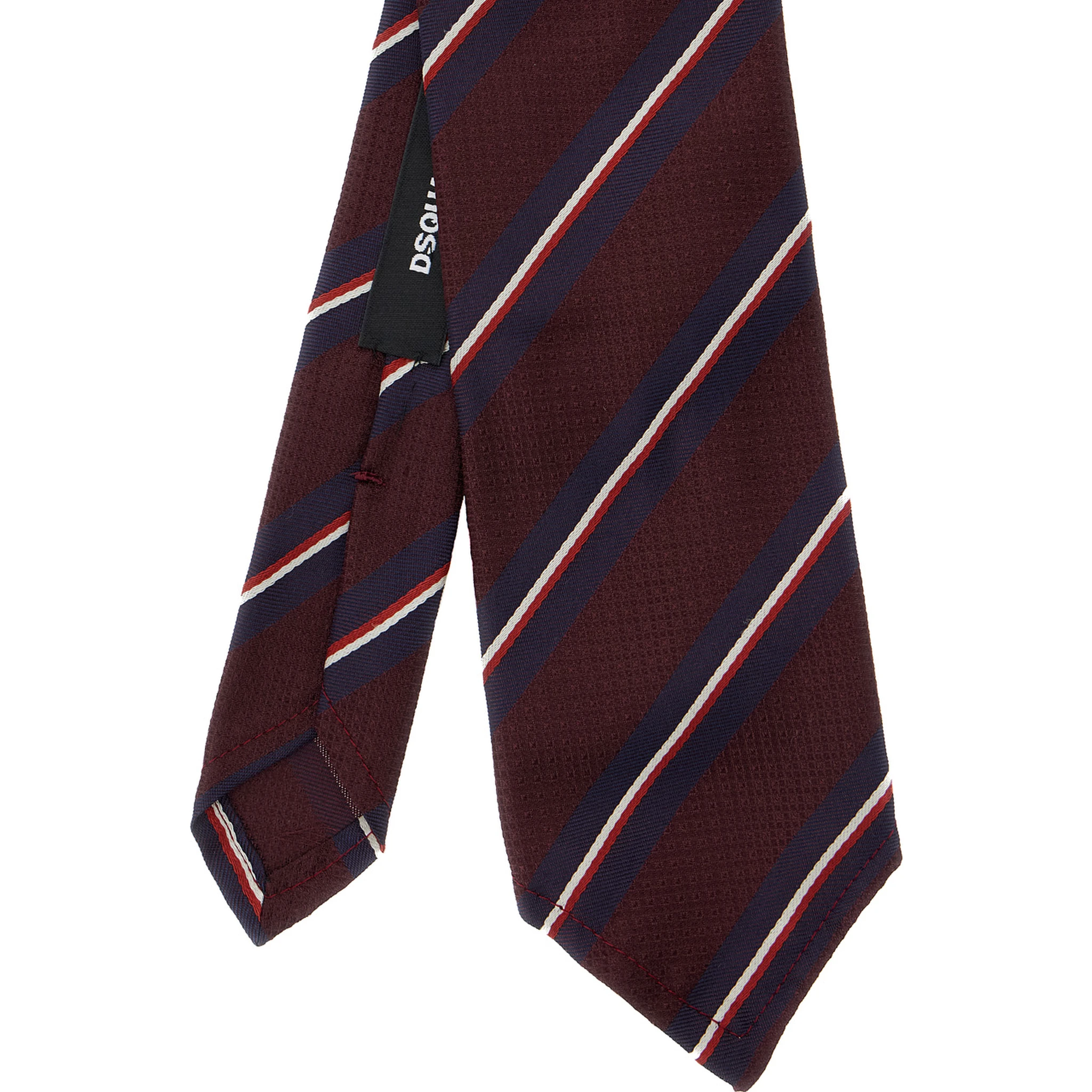 Bordeaux Tie with All-Over Striped Motif in Silk Man