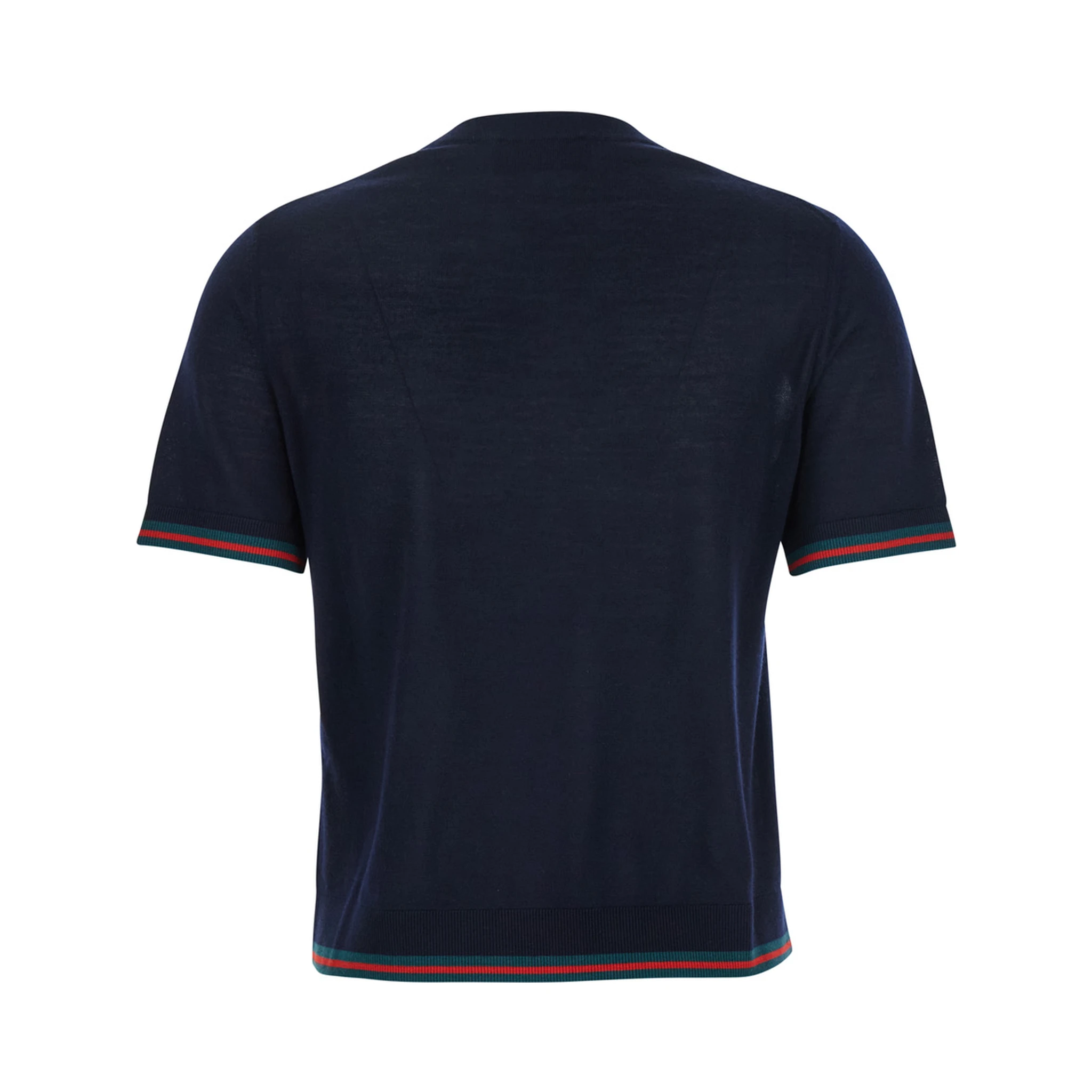 Blue T-Shirt with Web Detail on the Edges in Cashmere and Silk Blend Woman