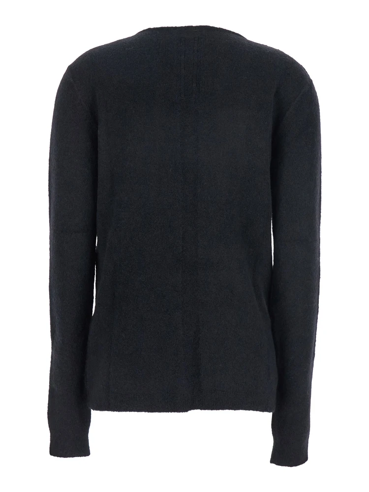 Black Sweater with Distressed Effect and Cut-Out Details on the Front in Alpaca Blend Woman alternative