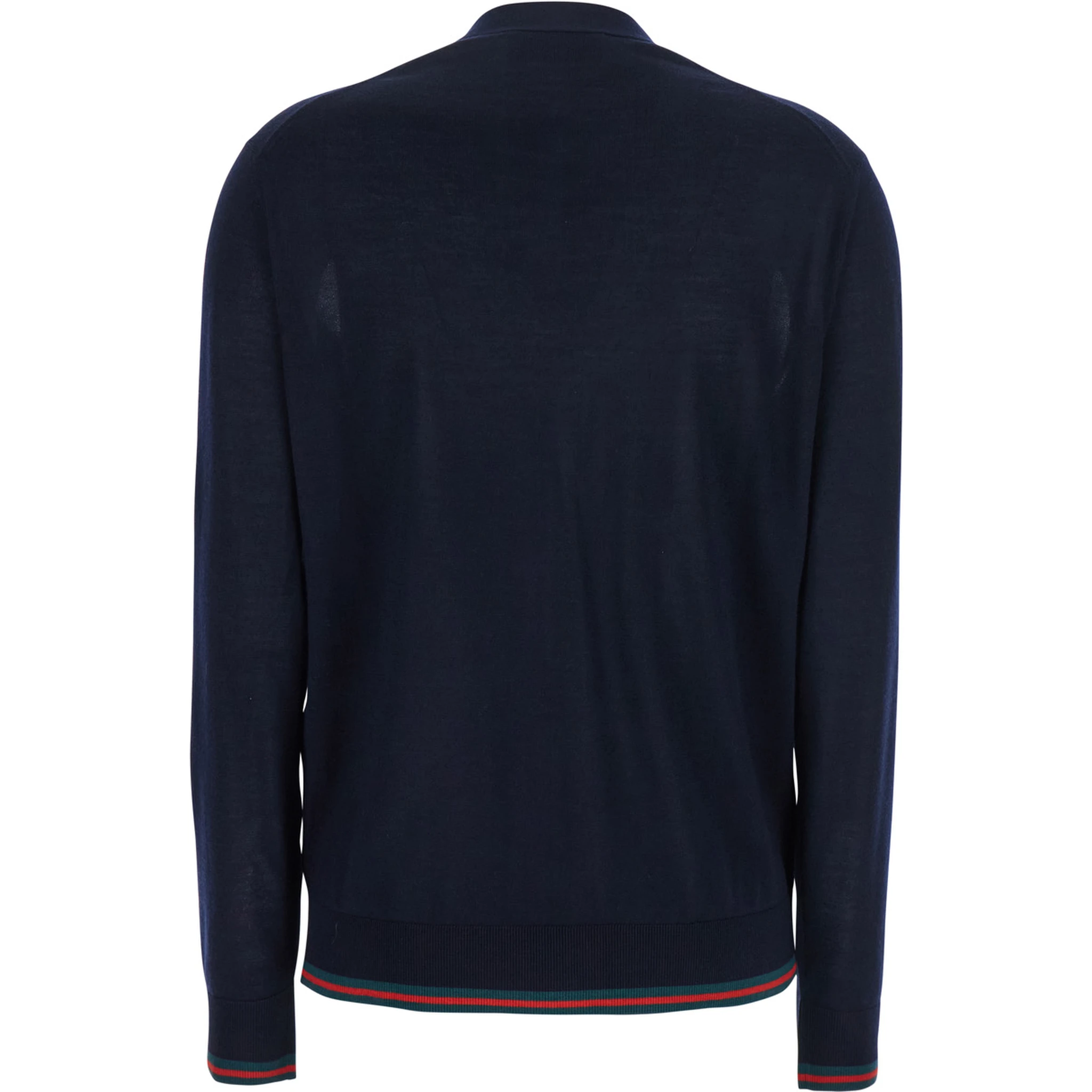 Blue Cardigan with Web Detail on the Edges in Cashmere and Silk Blend Woman