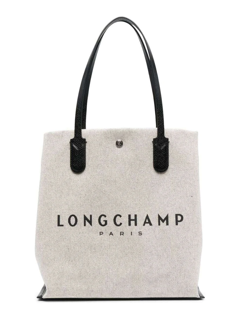 Roseau Beige Tote Bag with Logo Print in Cotton Canvas Woman