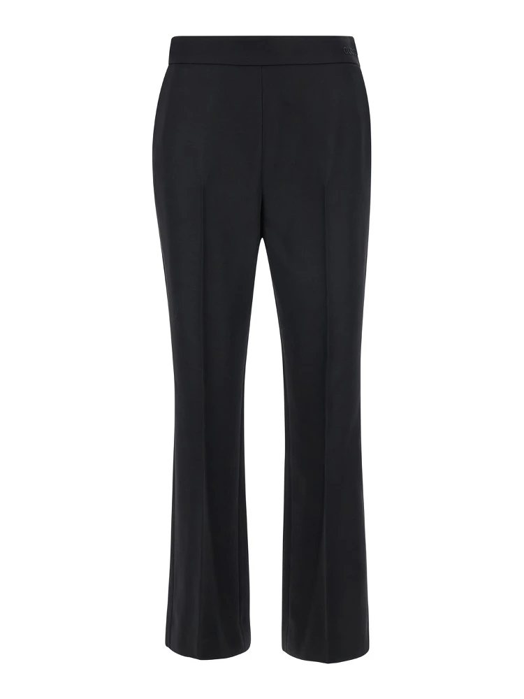 Black Flared Pants with Pences in Wool Woman