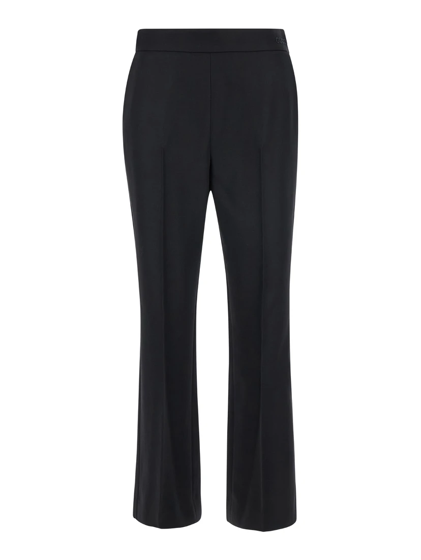 Black Flared Pants with Pences in Wool Woman