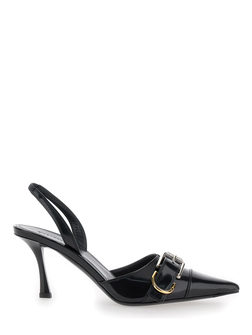 Voyou Black Slingback Pumps with a Buckle in Patent Leather Woman