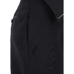 Black Skirt with Foldover Waist and Rear Single Slit in Wool Woman