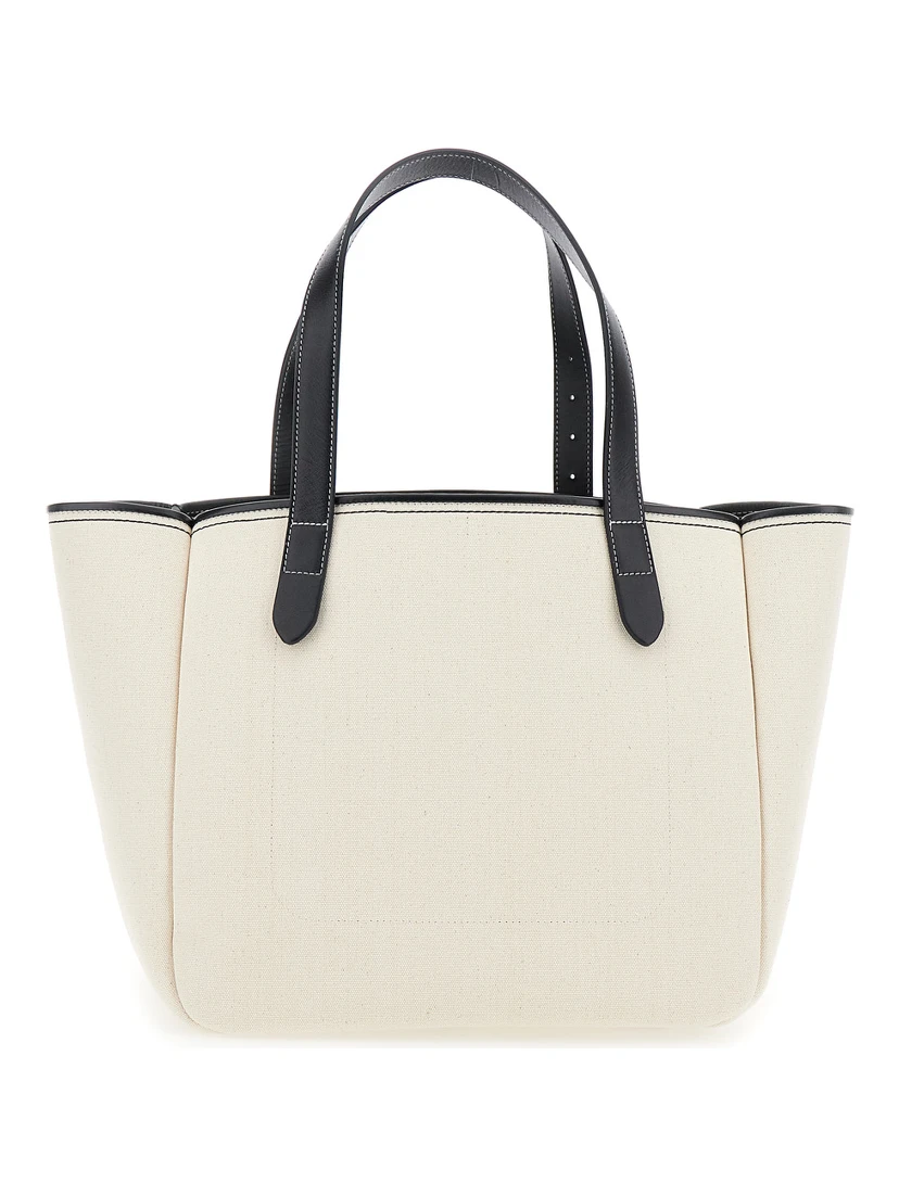 White Shopper with JW Logo on the Front in Canvas and Leather Woman