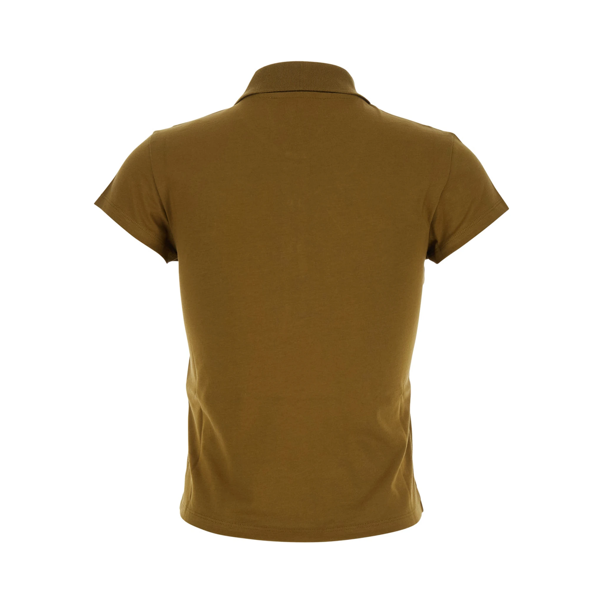 Green Polo Shirt with Classic Collar and Logo Lettering Embroidery on the Front in Cotton Jersey Woman