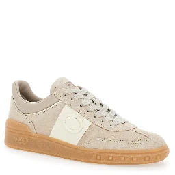 Upvillage Beige Low Top Sneakers with Logo Patch on the Tongue and Rockstud Embellishments on the Sole in Leather Woman