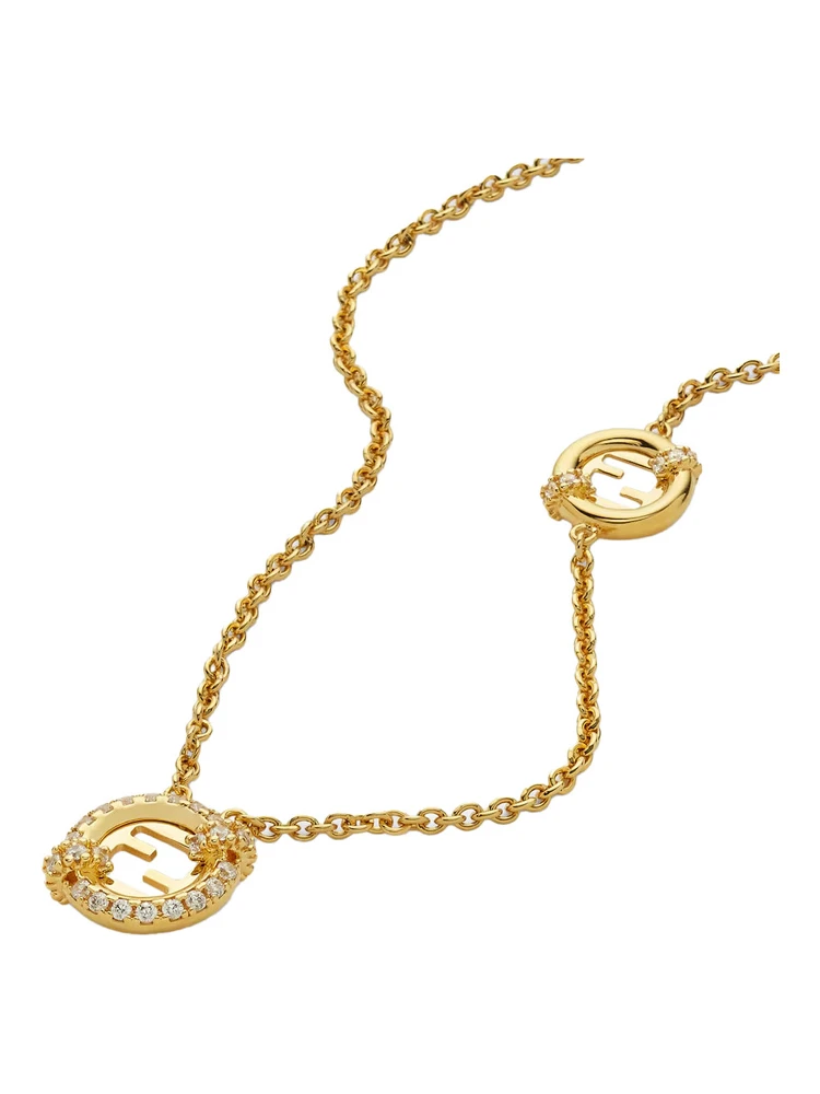 Gold-Colored Chain Necklace with FF Pendant in Bronze Woman alternative