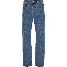 90s Light Blue Straight Jeans with Logo Patch in Denim Woman