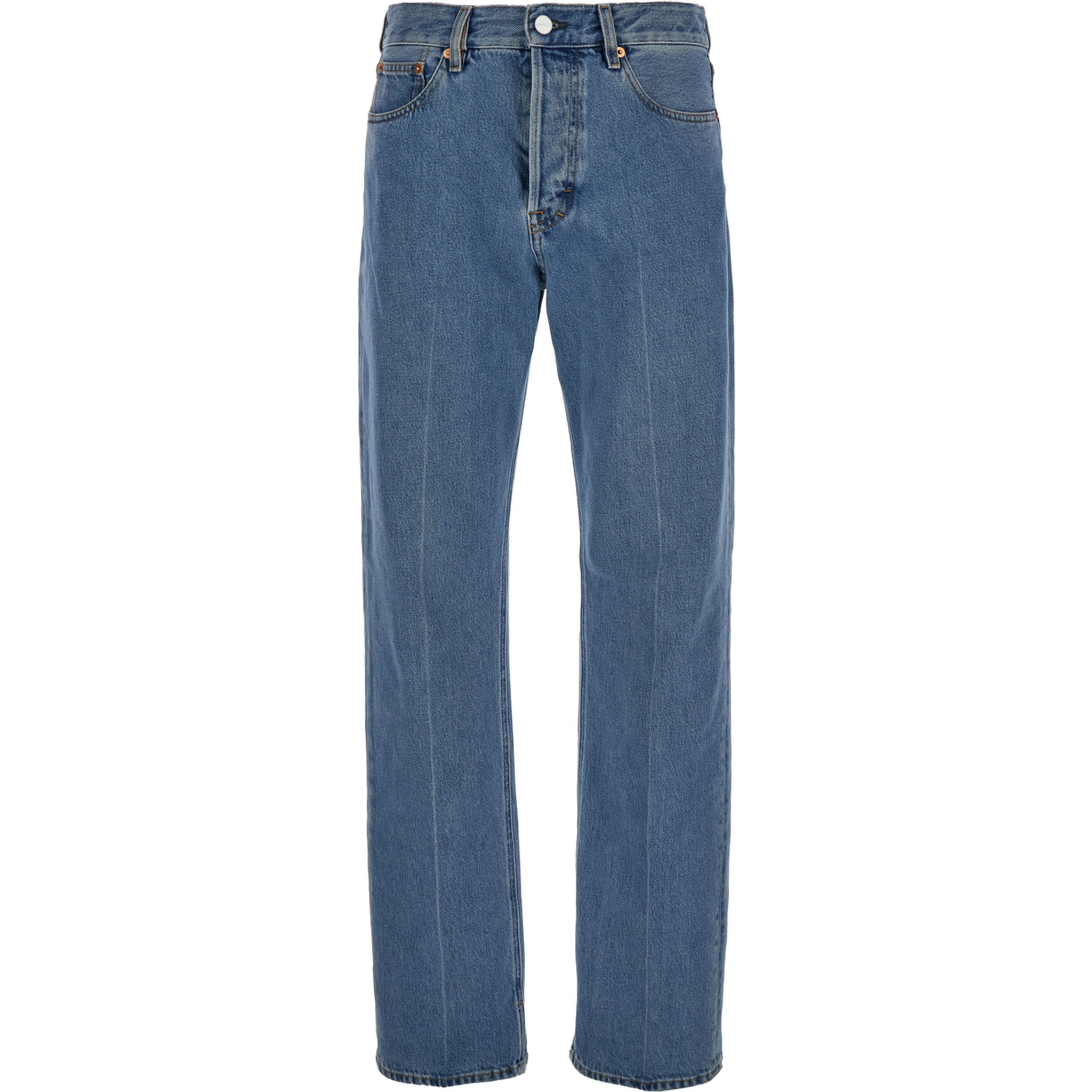 90s Light Blue Straight Jeans with Logo Patch in Denim Woman