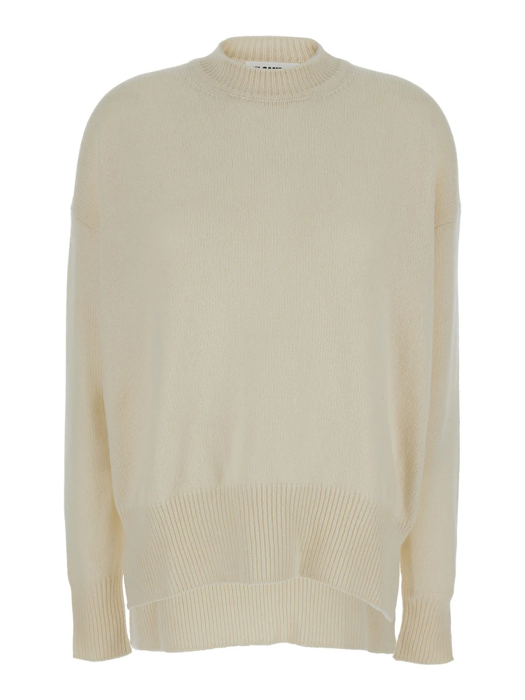 Beige Ribbed Pullover in Cashmere Woman