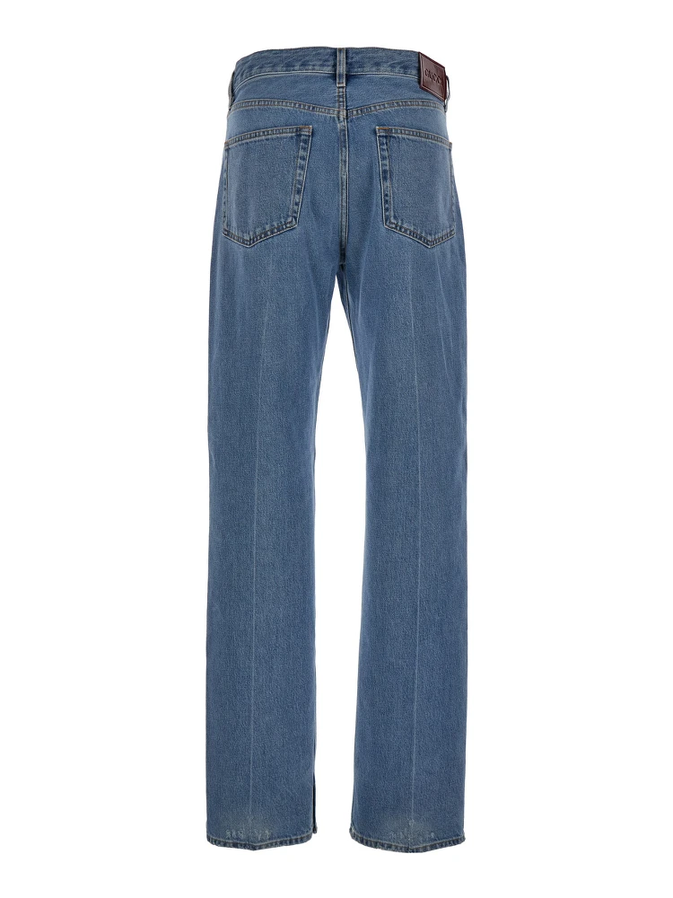 90s Light Blue Straight Jeans with Logo Patch in Denim Woman alternative