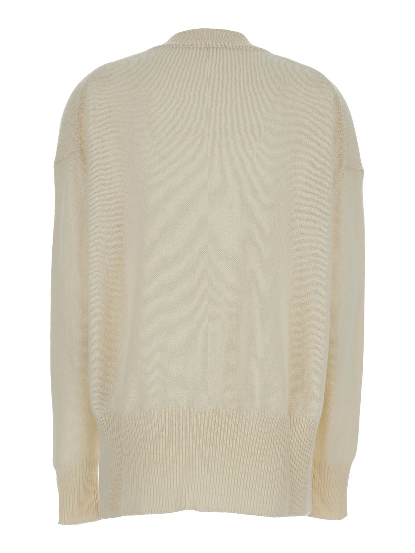 Beige Ribbed Pullover in Cashmere Woman