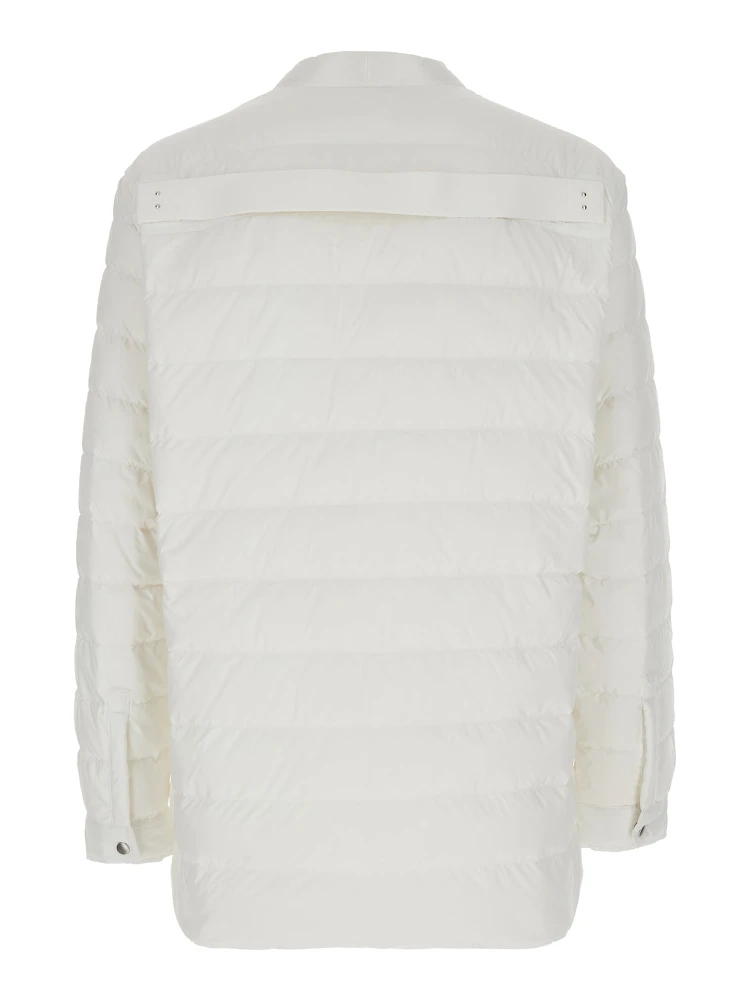 White Down Jacket with Logo Patch on the Sleeve and Snap Buttons in Tech Fabric Man alternative