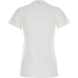 White T-Shirt with Graphic Print on the Front in Cotton Woman
