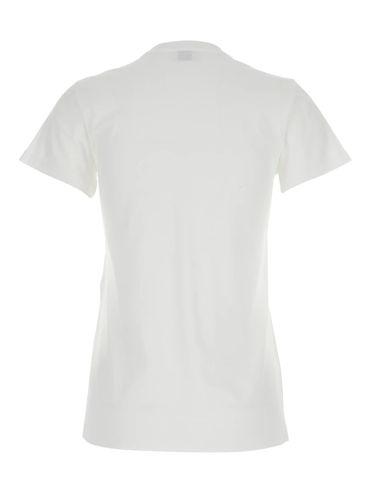 White T-Shirt with Graphic Print on the Front in Cotton Woman alternative