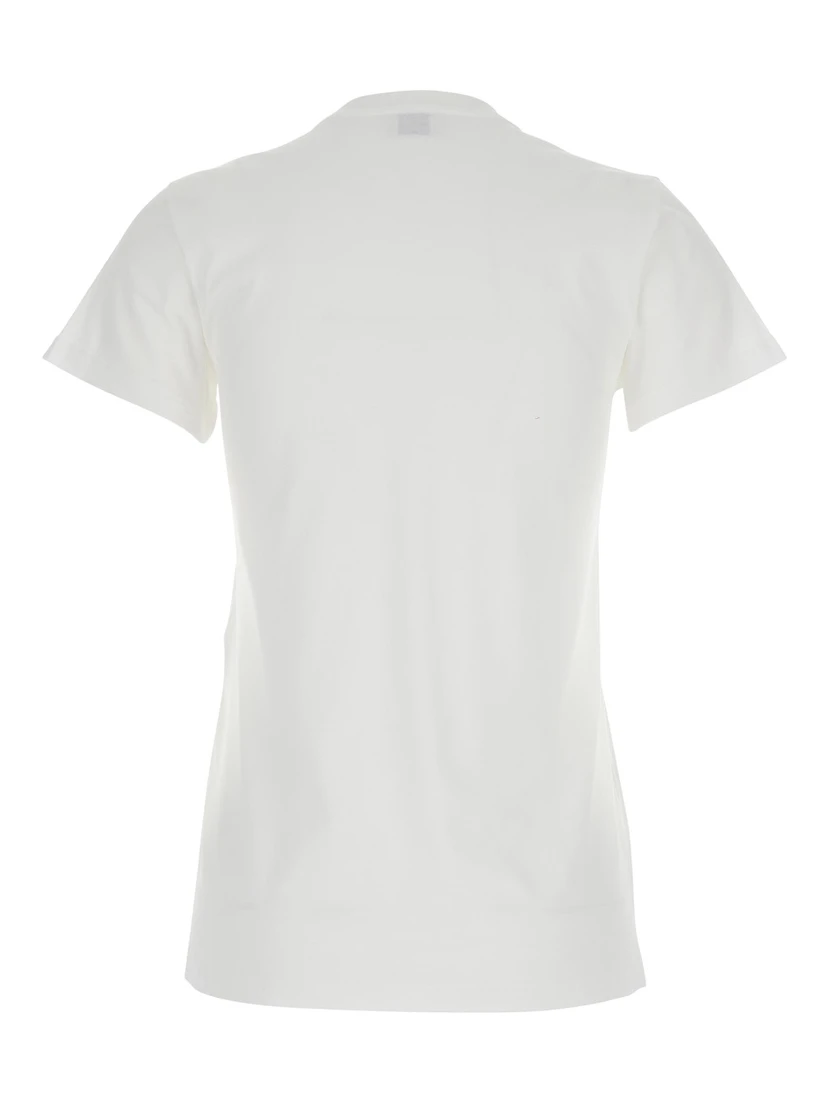 White T-Shirt with Graphic Print on the Front in Cotton Woman