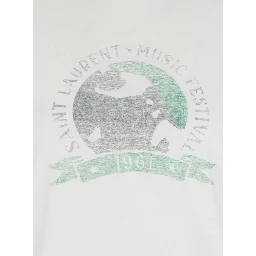 White T-Shirt with Graphic Print on the Front in Cotton Woman