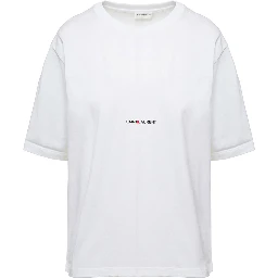 Basic White T-shirt with Miiddle Logo Print in Cotton Woman