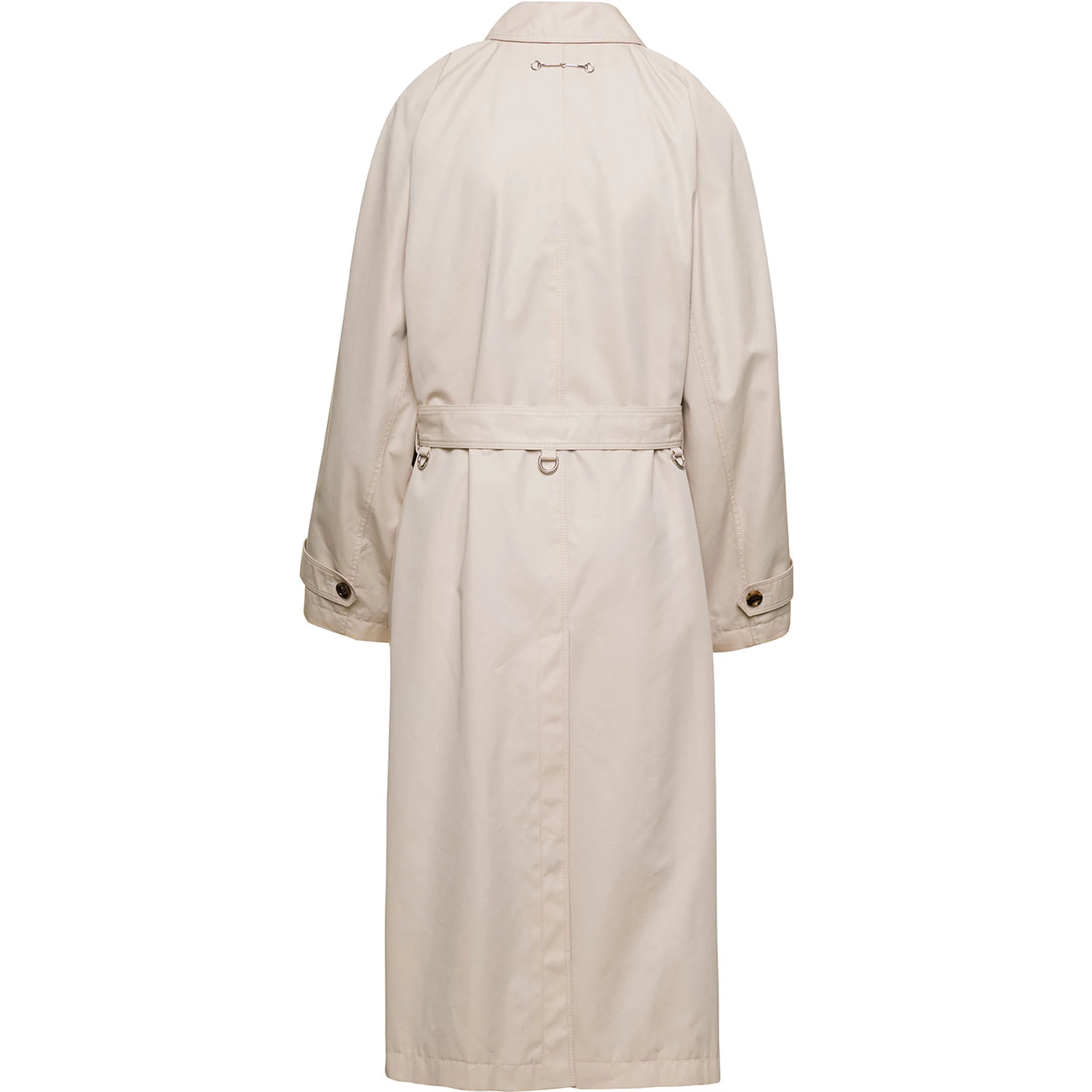 Beige Single-Breasted Trench Coat with Matching Belt in Cotton Blend Woman