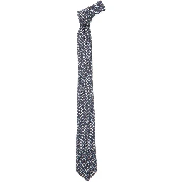 Grey Tie with All-Over Horsebit Print in Silk Man
