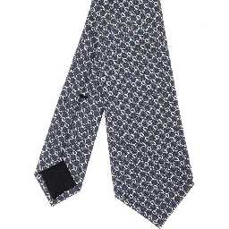 Grey Tie with All-Over Horsebit Print in Silk Man