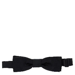 Black Bowtie with Logo Patch on the Rear and Rear Hook Closure in Silk Man