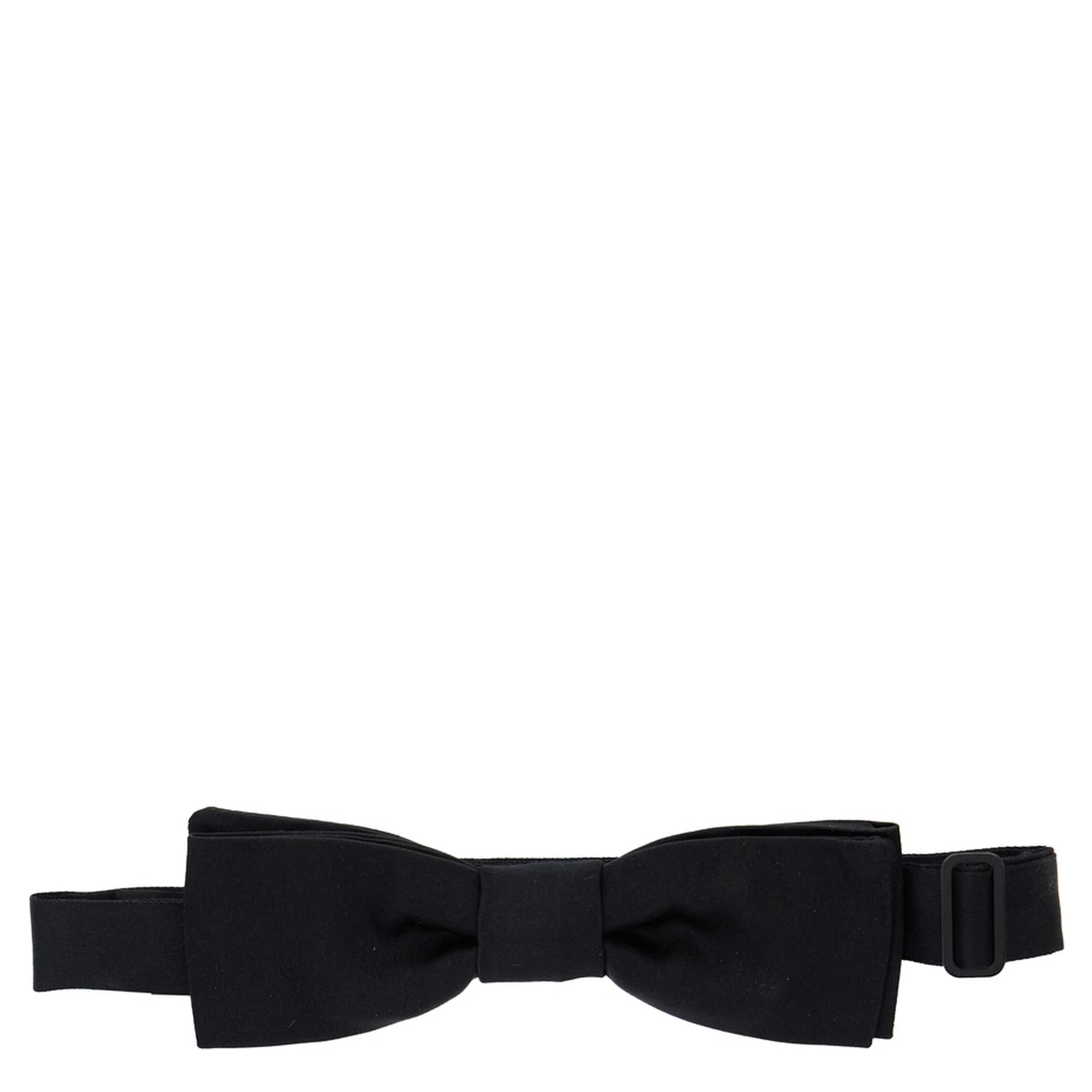 Black Bowtie with Logo Patch on the Rear and Rear Hook Closure in Silk Man
