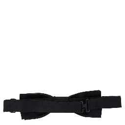 Black Bowtie with Logo Patch on the Rear and Rear Hook Closure in Silk Man