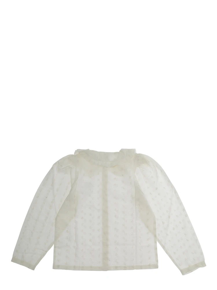 White Shirt with Peter Pan Collar and Strawberry Embroidery in Cotton Girl alternative