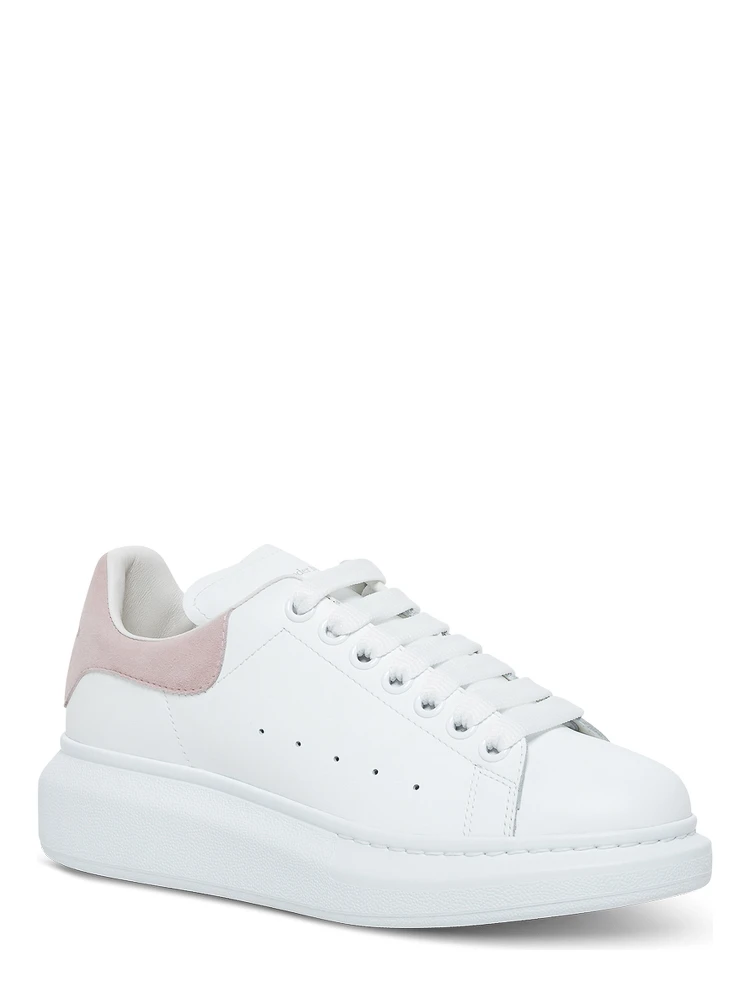 Alexander Mcqueen Womans Oversize White and Pink Leather Sneakers alternative