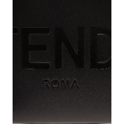 Sunshine Small Black Tote Bag with Embossed Logo and Tortoiseshell Handles in Leather Woman