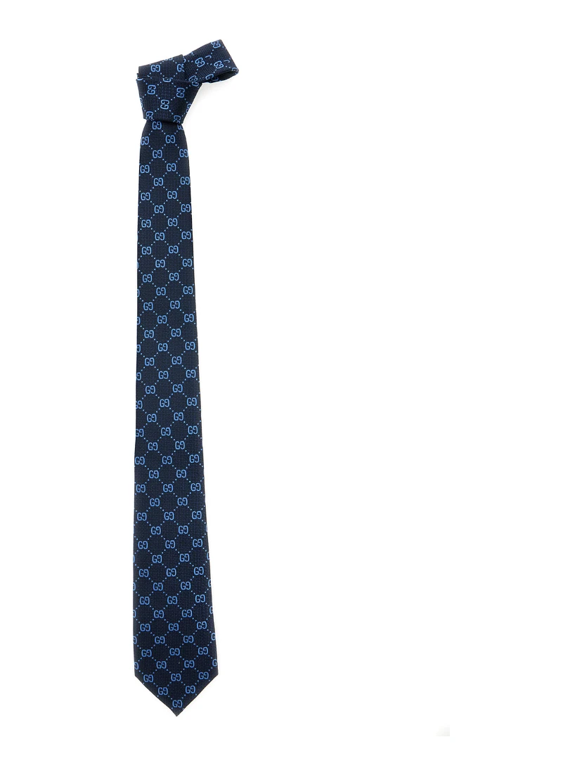 Blue Tie with GG All-Over Motif in Silk Man