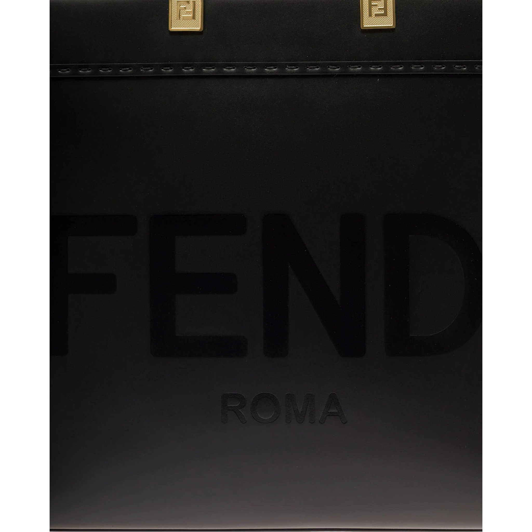 Sunshine Black Handbag with Embossed Logo and Tortoiseshell Handles in Leather Woman