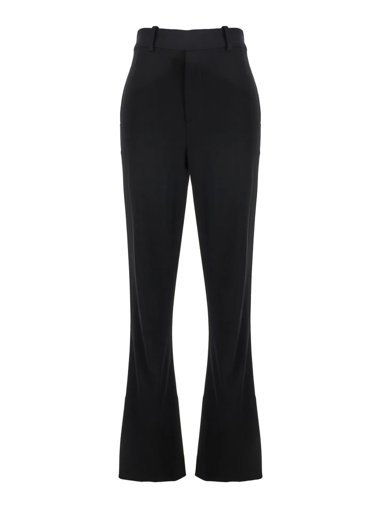 Black Flared Pants with Belt Loops in Viscose Blend Woman
